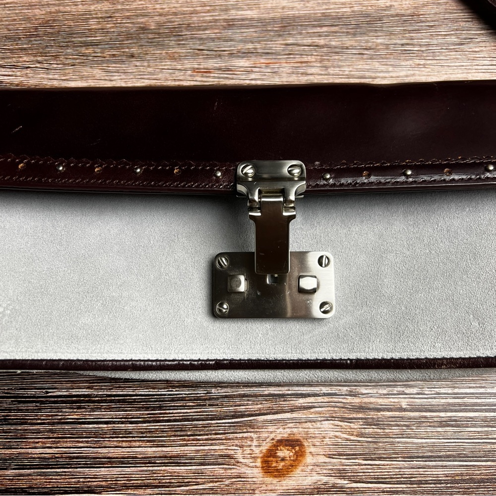 Anne Taylor Y2K Mini Baguette Bag Gray and Brown Suede and Leather - Picture 3 of 16